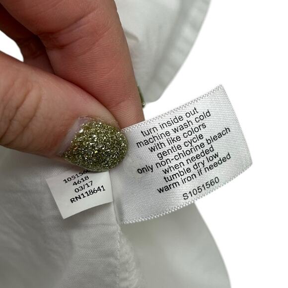 Lane Bryant White Navy Cotton Embroidered Button Up Shirt Womens 18/20 - Picture 4 of 5